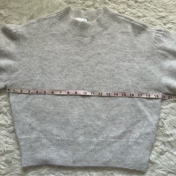 Madewell Sweater Alpaca-Blend Mockneck Puff Sleeve Hthr Alabaster L NWT New - Picture 9 of 13